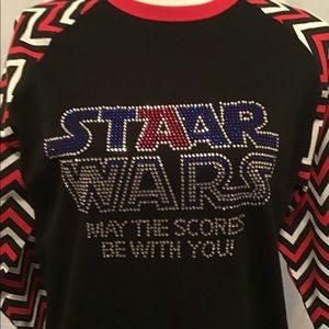 Rhinestone jersey style shirt.